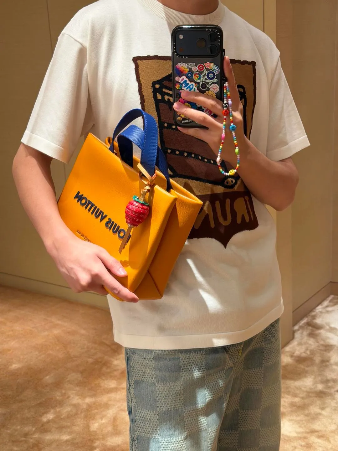 Louis Vuitton/Louis Vuitton 24ss Fei Dong treasure chest jacquard knitted short sleeves